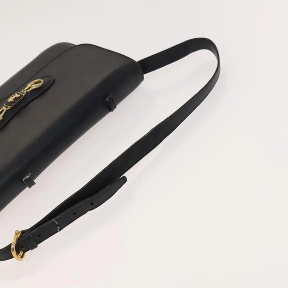 CELINE Shoulder Bag Leather Navy Gold Auth - Picture 8 of 16